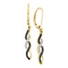 Image 1 : 0.30 CTW Black Color Diamond Infinity Dangle Leverback Earrings 14KT Yellow Gold - REF-26N3F