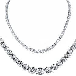 Natural 9.02CTW VS/I Diamond Tennis Necklace 18K White Gold - REF-782F8N