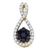 Image 1 : 0.40 CTW Black Color Diamond Teardrop Cluster Pendant 10KT Yellow Gold - REF-22K4W