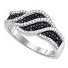 Image 1 : 0.40 CTW Black Color Diamond Crossover Ring 10KT White Gold - REF-41N9F