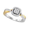 Image 1 : 0.20 CTW Diamond Square Cluster Bridal Engagement Ring 10KT Two-tone Gold - REF-26M9H