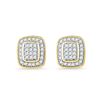 Image 1 : 0.25 CTW Diamond Square Cluster Stud Earrings 10KT Yellow Gold - REF-19F4N