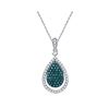 Image 1 : 0.60 CTW Blue Color Diamond Teardrop Pendant 10KT White Gold - REF-41W9K