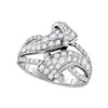 Image 1 : 1.5 CTW Pave-set Diamond Bypass Strand Ring 14KT White Gold - REF-134N9F