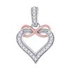 Image 1 : 0.10 CTW Diamond Heart Infinity Pendant 10KT Two-tone Gold - REF-10W5K