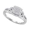 Image 1 : 0.33 CTW Diamond Square Cluster Bridal Engagement Ring 10KT White Gold - REF-30M2H