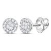 Image 1 : 0.15 CTW Princess Diamond Soleil Cluster Earrings 14KT White Gold - REF-18W7K