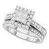 1 CTW Princess Diamond Square Halo Bridal Engagement Ring 14KT White Gold - REF-127X4Y