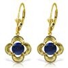 Genuine 1.10 ctw Sapphire Earrings Jewelry 14KT Yellow Gold - REF-41V4W