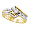 0.74 CTW 2-Stone Diamond Hearts Together Bridal Ring 10KT Yellow Gold - REF-64F4N