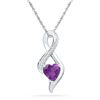 0.05 CTW Created Amethyst Heart Solitaire Infinity Pendant 10KT White Gold - REF-14M9H