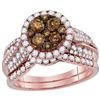 1.49 CTW Cognac-brown Color Diamond Bridal Ring 14KT Rose Gold - REF-149H9M