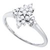 0.25 CTW Prong-set Diamond Oval Cluster Ring 10KT White Gold - REF-16H4M
