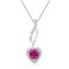 1.14 CTW Created Ruby Solitaire Heart Pendant 10KT White Gold - REF-12K2W