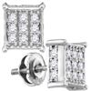 0.50 CTW Diamond Square Cluster Screwback Earrings 10KT White Gold - REF-37F5N