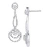 1 CTW Diamond Circle Cluster Dangle Earrings 10KT White Gold - REF-101F9N
