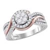 0.75 CTW Diamond Cluster Bridal Engagement Ring 14KT Two-tone Gold - REF-87Y2X