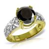Genuine 3.7 ctw Black & White Diamond Ring Jewelry 14KT Yellow Gold - REF-219N2R