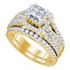 Image 1 : 1.2 CTW Princess Diamond Bridal Engagement Ring 14KT Yellow Gold - REF-157H5M