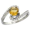 Image 1 : Natural 0.99 ctw citrine & Diamond Engagement Ring 14K White Gold - REF-52Z2Y