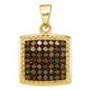 0.50 CTW Cognac-brown Color Diamond Square Pendant 10KT Yellow Gold - REF-20M9H