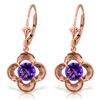 Genuine 1.10 ctw Amethyst Earrings Jewelry 14KT Rose Gold - REF-37M7T