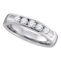 0.50 CTW Diamond Single Row Wedding Ring 14KT White Gold - REF-89K9W