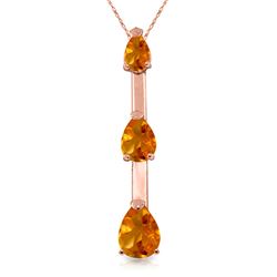 Genuine 1.71 ctw Citrine Necklace Jewelry 14KT Rose Gold - REF-27H5X