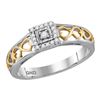 Image 1 : 0.10 CTW Diamond Solitaire Bridal Engagement Ring 10KT Two-tone Gold - REF-14F9N