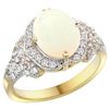 Natural 1.93 ctw opal & Diamond Engagement Ring 14K Yellow Gold - REF-101X9A