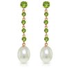 Image 1 : Genuine 10 ctw Peridot & Pearl Earrings Jewelry 14KT Rose Gold - REF-32W4Y