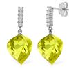 Genuine 21.65 ctw Lemon Quartz & Diamond Earrings Jewelry 14KT White Gold - REF-52H9X