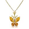 Genuine 0.60 ctw Citrine Necklace Jewelry 14KT Yellow Gold - REF-23A5K