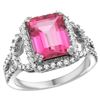 Natural 3.08 ctw pink-topaz & Diamond Engagement Ring 14K White Gold - REF-106K3R
