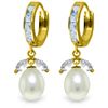 Genuine 10.30 ctw Aquamarine & Pearl Earrings Jewelry 14KT Yellow Gold - REF-61Y8F