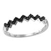 0.12 CTW Black Color Diamond Chevron Ring 10KT White Gold - REF-10W5K
