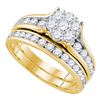 1.5 CTW Diamond Flower Cluster Bridal Engagement Ring 14KT Yellow Gold - REF-142K4W