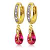 Genuine 2.53 ctw Pink Topaz & Diamond Earrings Jewelry 14KT Yellow Gold - REF-58Z7N