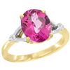 Natural 2.41 ctw Pink-topaz & Diamond Engagement Ring 10K Yellow Gold - REF-24G6M