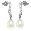 Genuine 8.28 ctw Pearl & Diamond Earrings Jewelry 14KT White Gold - REF-43T3A