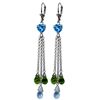 Genuine 9.5 ctw Blue Topaz & Peridot Earrings Jewelry 14KT White Gold - REF-62N2R