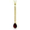 Genuine 1.80 ctw Garnet & Diamond Necklace Jewelry 14KT White Gold - REF-33M4T