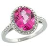 Natural 2.42 ctw Pink-topaz & Diamond Engagement Ring 14K White Gold - REF-34R7Z