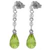Genuine 3.3 ctw Peridot & Diamond Earrings Jewelry 14KT White Gold - REF-42R9P