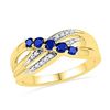 0.58 CTW Created Blue Sapphire Ring 10KT Yellow Gold - REF-22F4N
