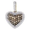 0.45 CTW Cognac-brown Color Diamond Heart Love Pendant 10KT Yellow Gold - REF-26W9K