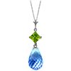 Genuine 5.5 ctw Blue Topaz & Peridot Necklace Jewelry 14KT White Gold - REF-22R2P