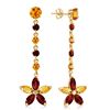 Genuine 4.8 ctw Citrine & Garnet Earrings Jewelry 14KT Yellow Gold - REF-56Y8F
