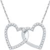0.16 CTW Diamond Double Linked Heart Pendant 10KT White Gold - REF-12Y2X