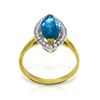 Genuine 2.4 ctw Blue Topaz & Diamond Ring Jewelry 14KT Yellow Gold - REF-71P2H